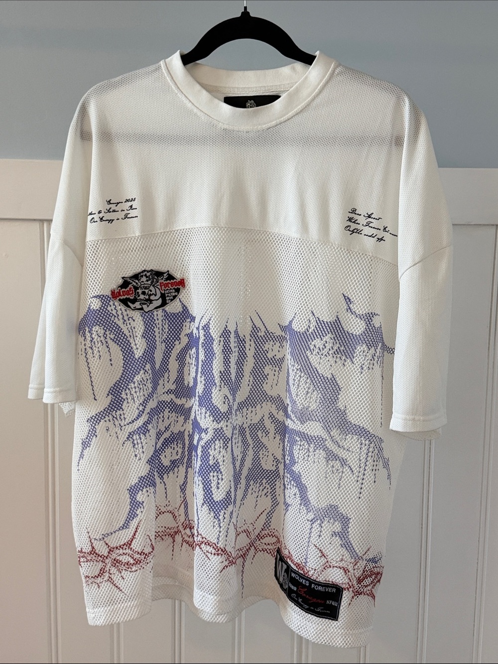 Darc Sport Graphic Mesh Oversized Men's Shirt - White with Lavender Print